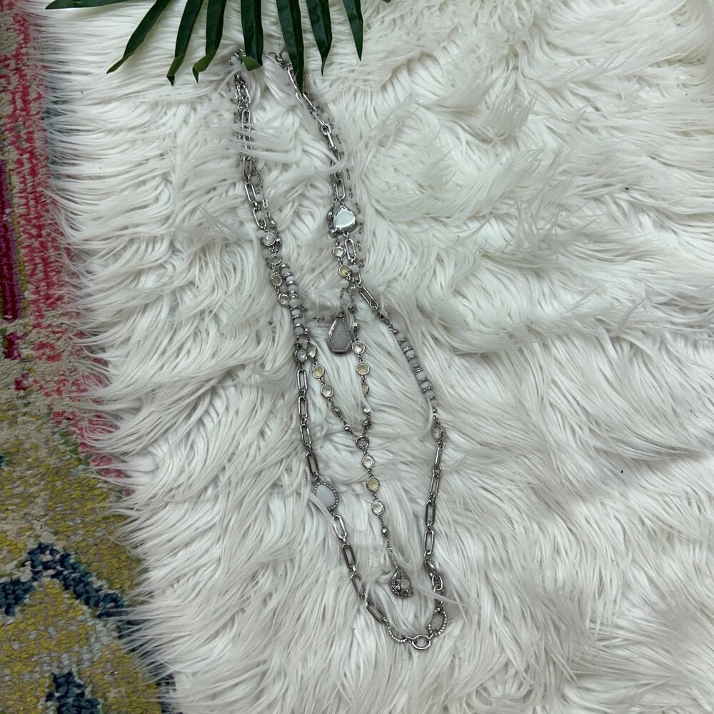 White House Black Market Silver Toned Layered Necklace